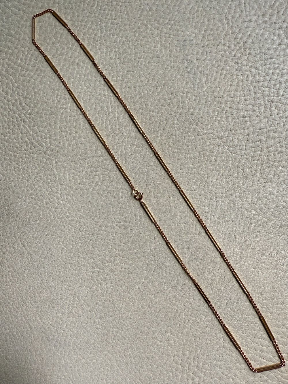 18k Gold Vintage Bar Link Variation Necklace - 21.75 inch length