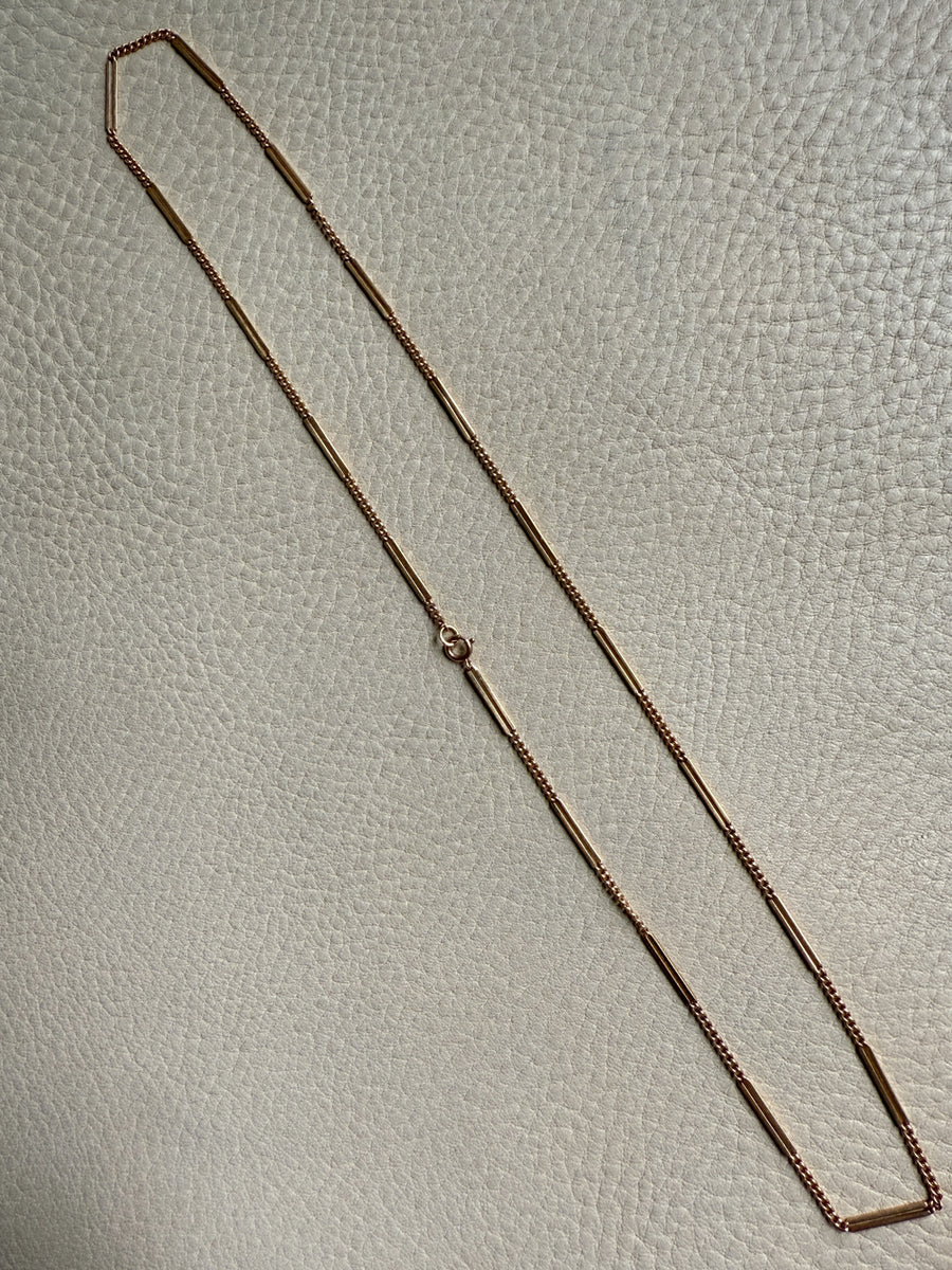 18k Gold Vintage Bar Link Variation Necklace - 21.75 inch length