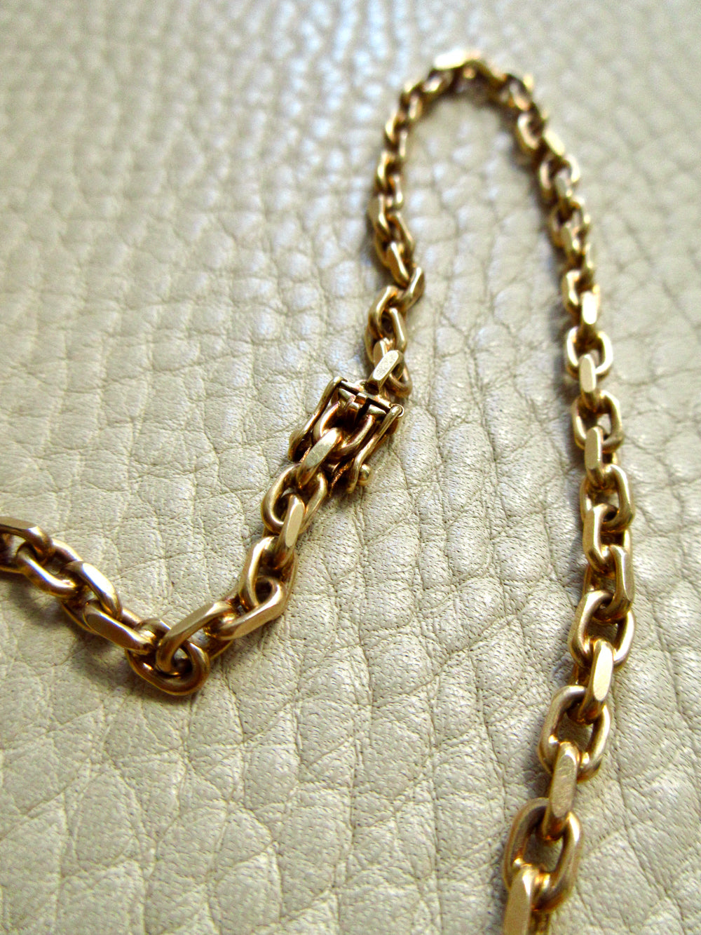 Chunky Vintage Danish 14k Gold Biker Link Chain Necklace – 17.7 Inch Length