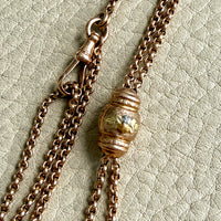 Victorian Era Antique 18k Gold Longuard Belcher Link Chain with Slider & Dog Clip - 33 inch doubled necklace length