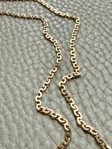 Long 18k Gold Vintage Virola Link Necklace - 21.8 inch length