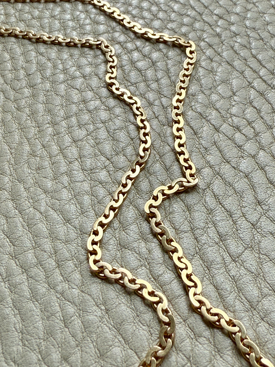 Long 18k Gold Vintage Virola Link Necklace - 21.8 inch length
