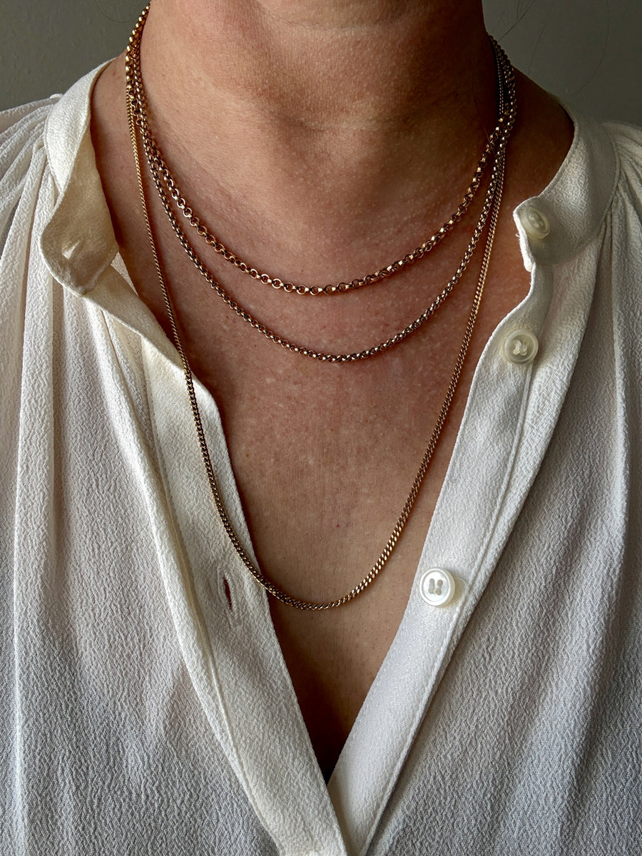 Danish Vintage 14k Gold Curb Link Chain Necklace - Excellent long length 23.75 inch length