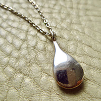 Vintage Signed Efva Attling Silver Flat Droplet Pendant &amp; Chain - 19.75 inch length