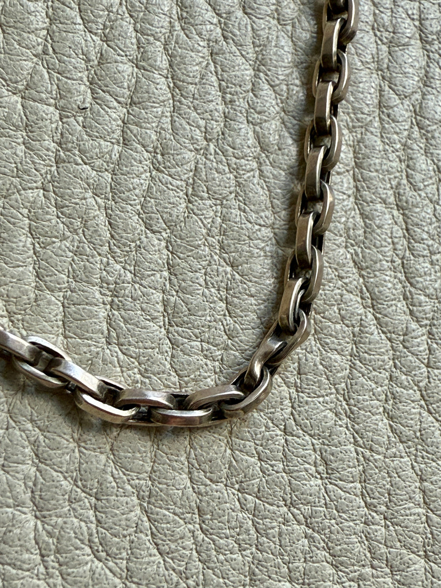 REDUCED! Antique Longuard Oval Belcher Chain in Pale Yellow 7k gold - 20 inch necklace length