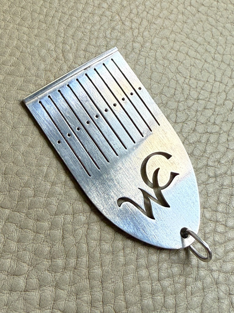 Vintage Swedish Sterling Silver Tape Loom Pendant - Signed