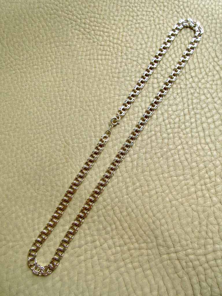 Vintage European 1900s Silver Double Link Necklace – 17.75 Inch Length