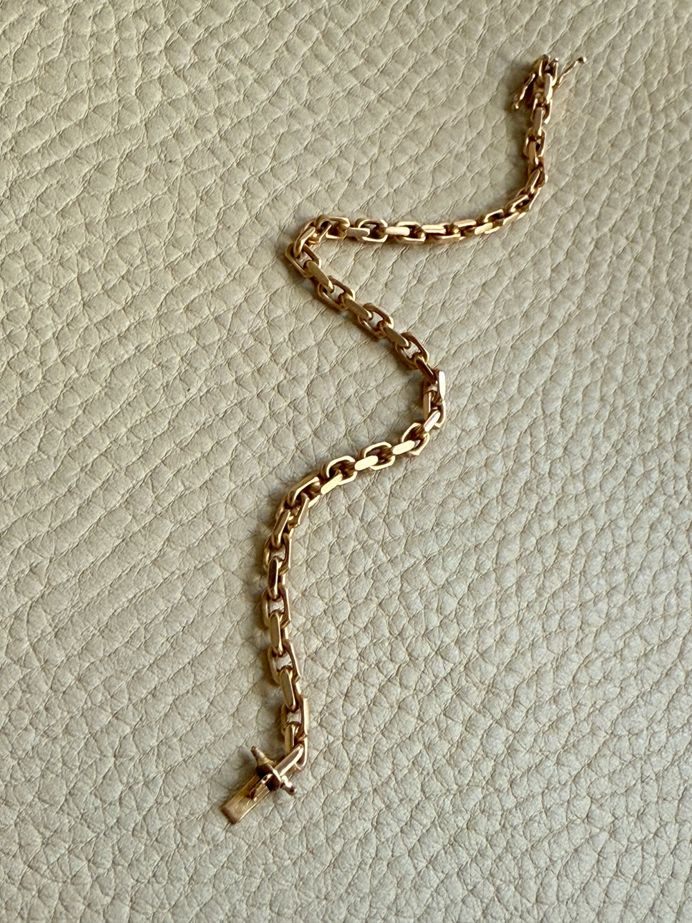1953 Swedish Vintage 18k Gold Biker Link Bracelet 3.6mm width - 7.3 inch length