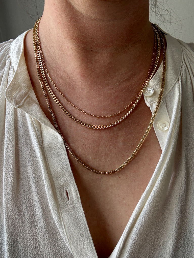 25 gram 18k Gold Chubby Round Curb Link Chain Necklace - Swedish Vintage - 19.5 inch length