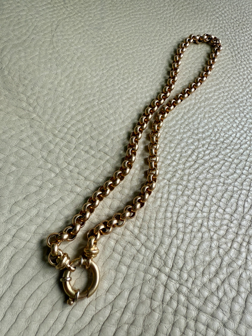 Chubby! 18k Gold Rolo Link Necklace with Large Bolt Clasp - 17.8 inch length
