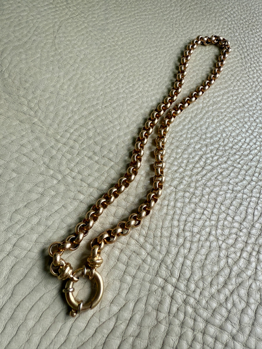 Chubby! 18k Gold Rolo Link Necklace with Large Bolt Clasp - 17.8 inch length