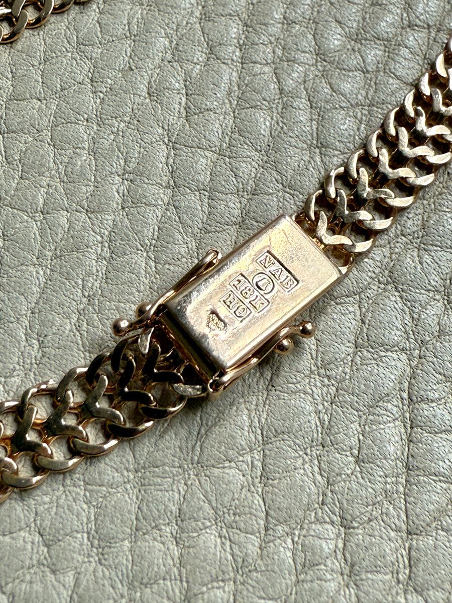 1958 Vintage Scandinavian Herringbone Link Bracelet in 18k gold - 7.6 inch length