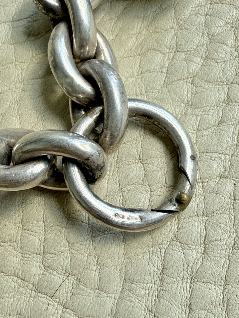 Antique Puffy Oval link Silver Chain with push clasp - 18” length