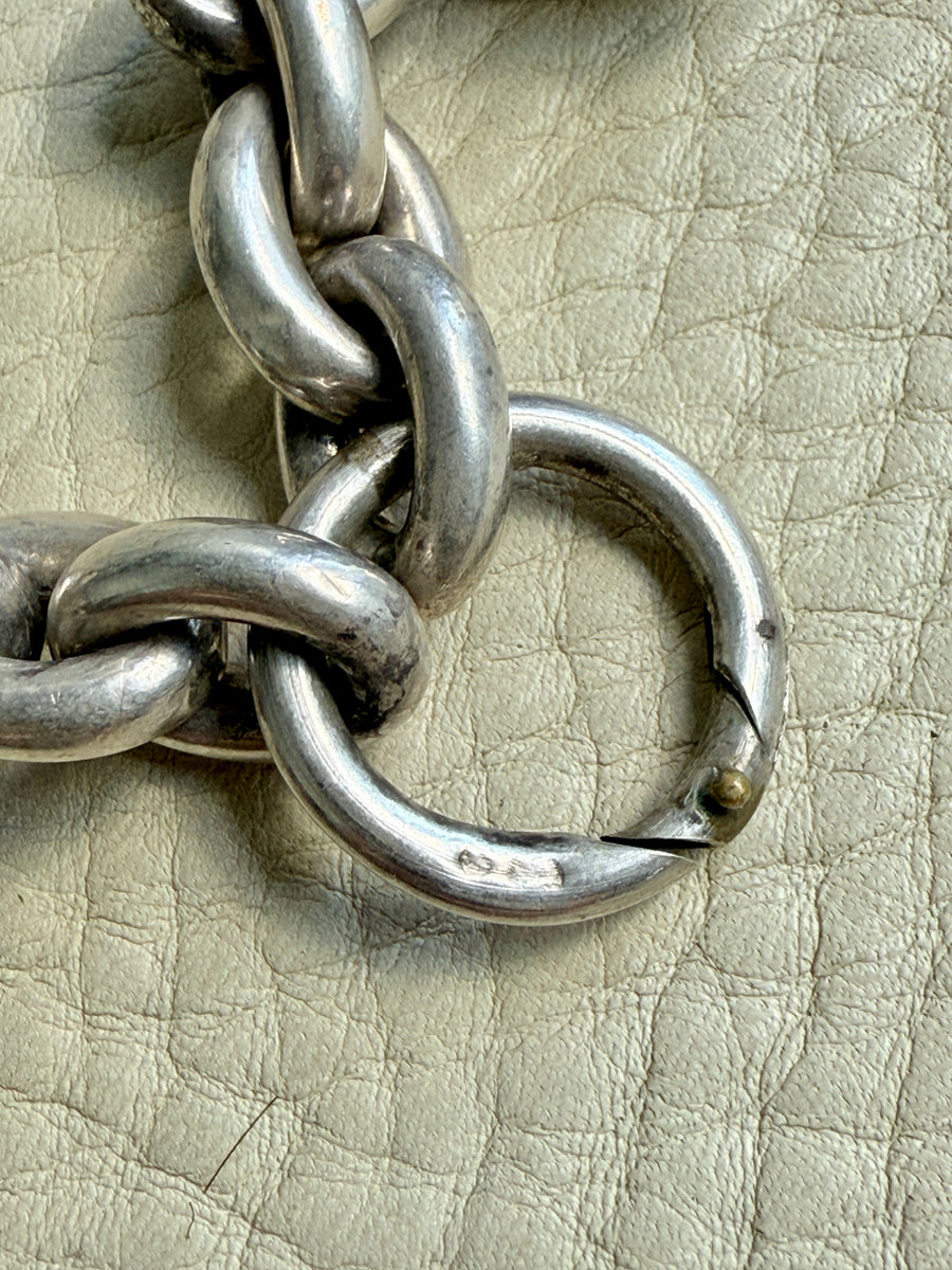 Antique Puffy Oval link Silver Chain with push clasp - 18” length