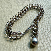 Danish Vintage Sterling Silver Open Foxtail Link Bracelet with Dog Clip - 9 inch adjustable length