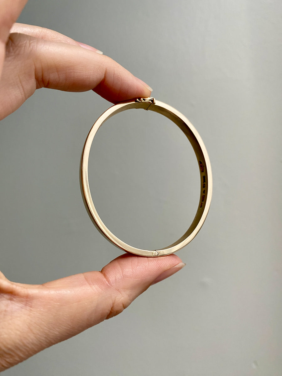 1940s era Modernist Swedish 18k Gold Hinged Bangle - maker Stigbert - 6.8 inch