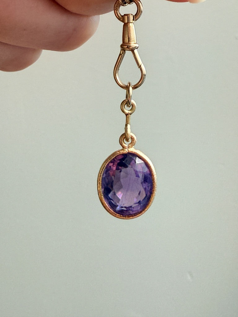 Vintage Scandi 18k gold Faceted Amethyst Pendant