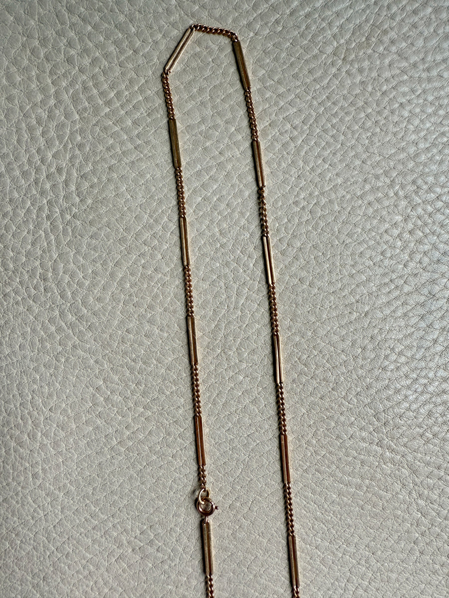 18k Gold Vintage Bar Link Variation Necklace - 21.75 inch length