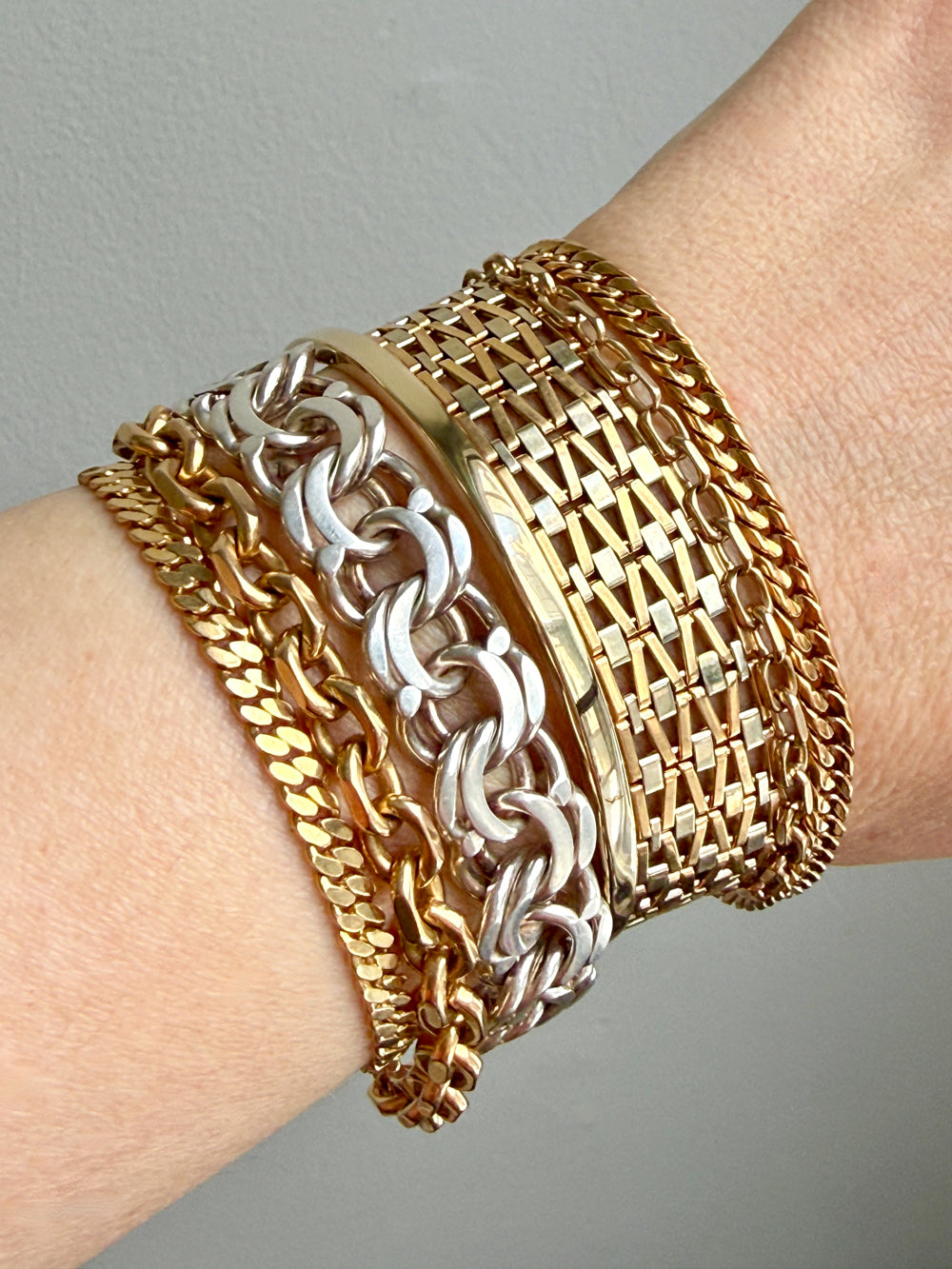 Heavy Swedish Double Link Curb Silver Bracelet by Victor Janson – 7.5 inch length