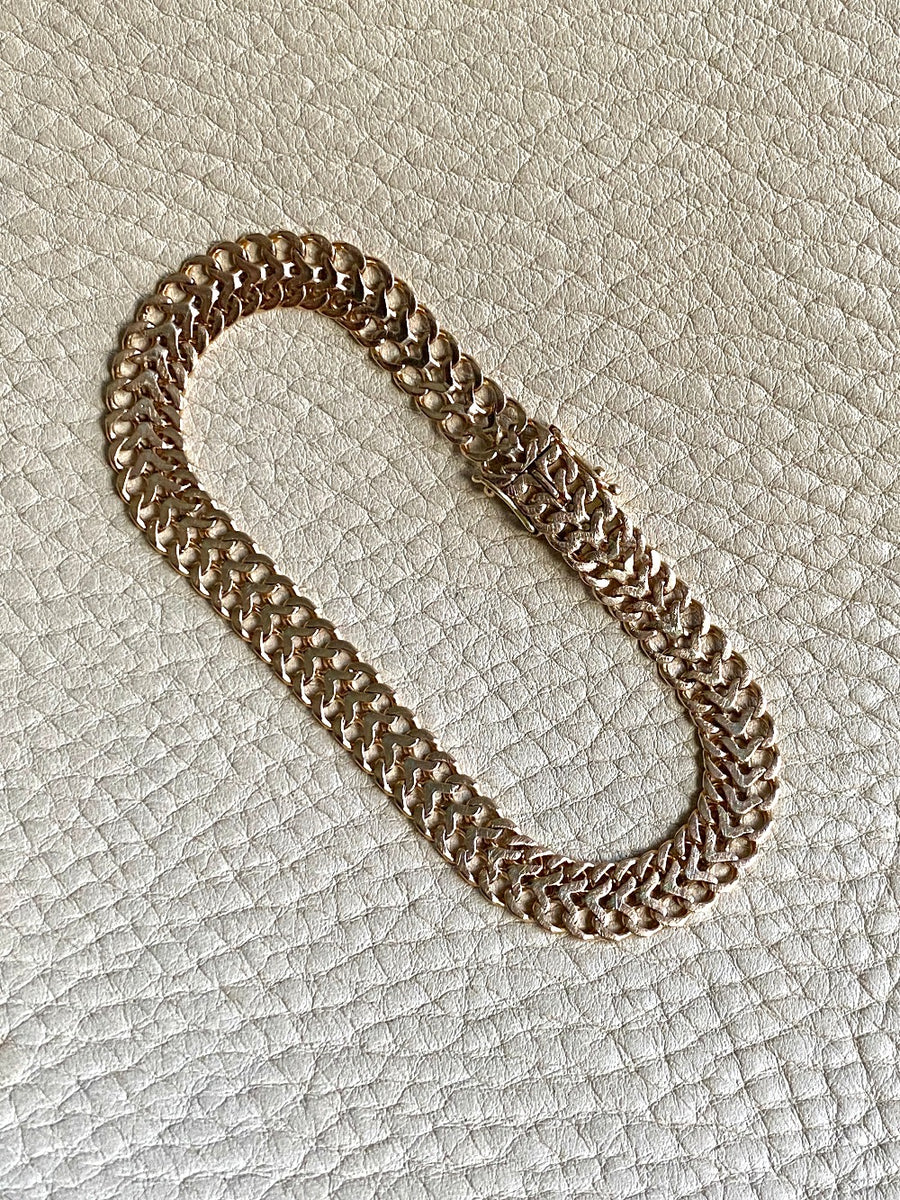 1956 Swedish vintage Herringbone bracelet in 18k gold - 7.8 inch length