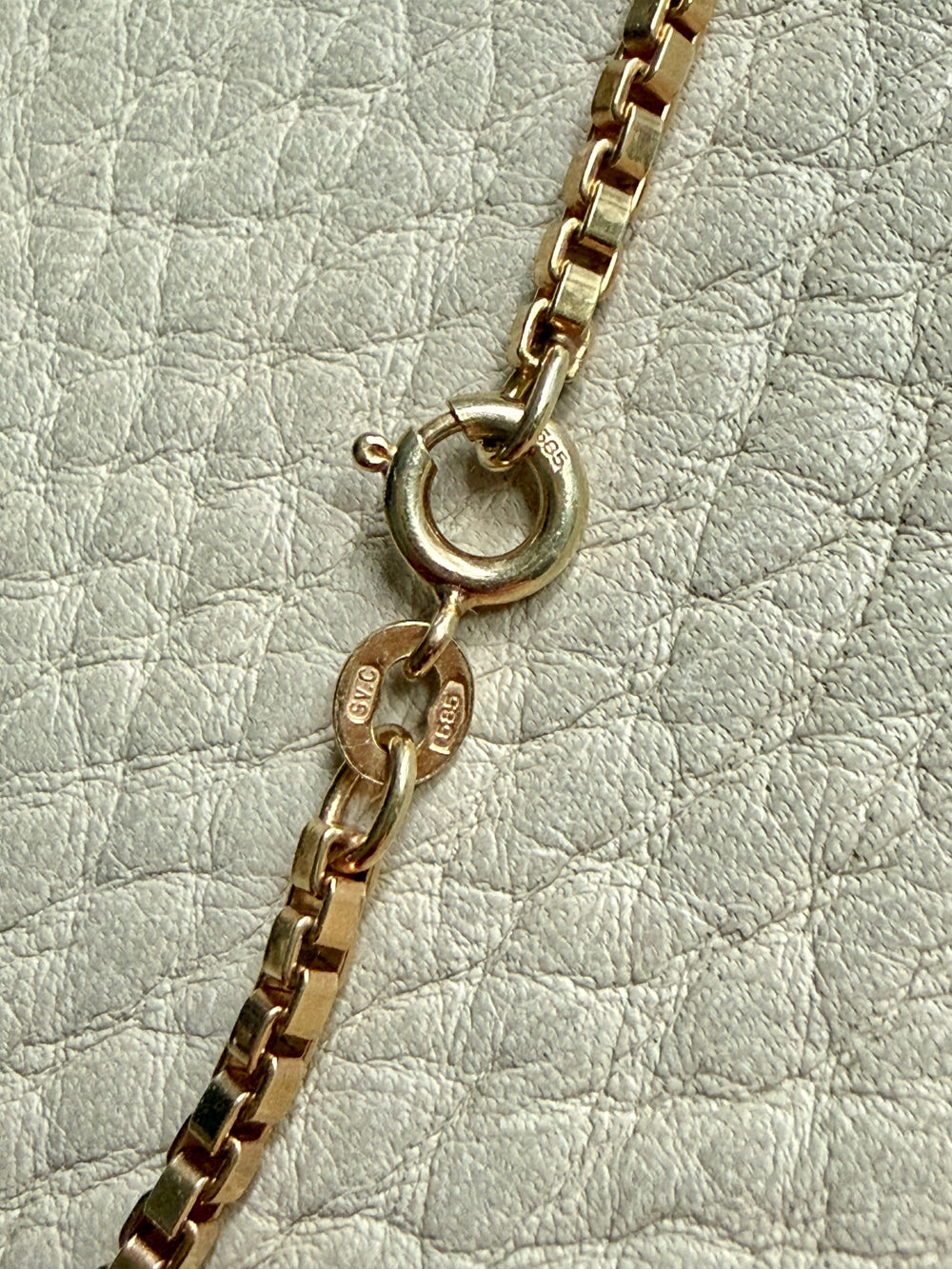 Danish Vintage 14k Gold Box Link Chain Necklace signed SV. C – 16.5 Inches