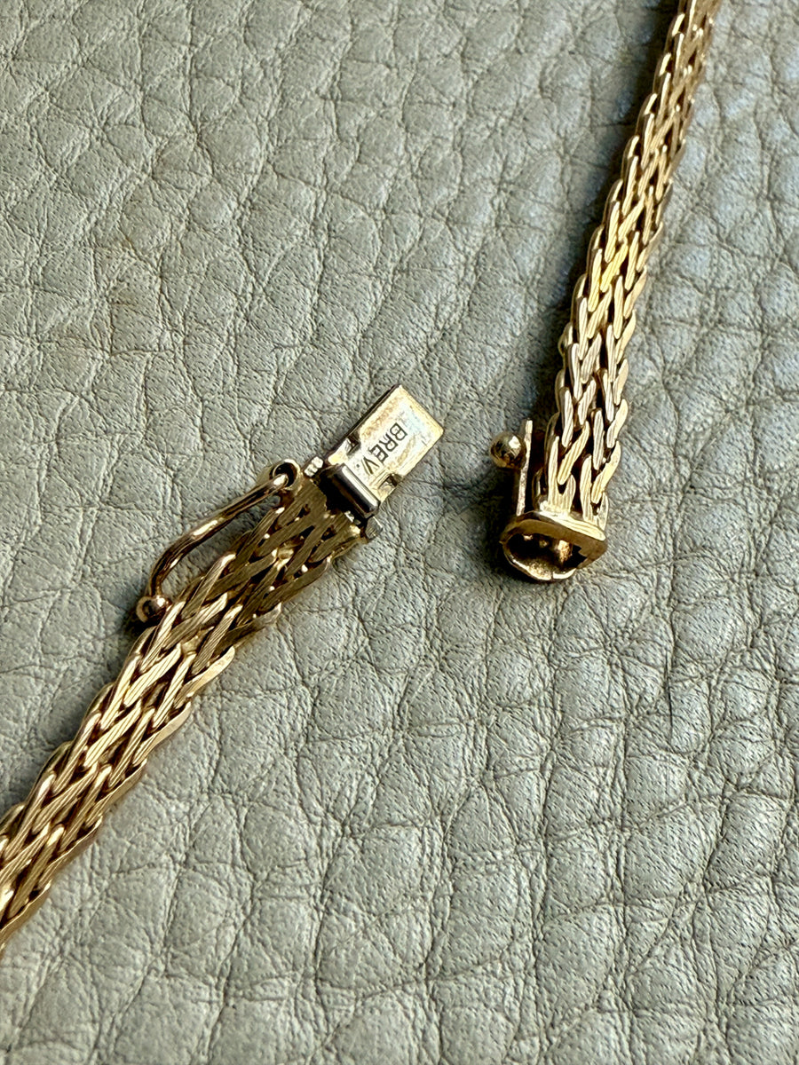 1944-1968 UnoAErre Italian Woven Flat Lay Necklace in 18k Gold - 16.75 inch length