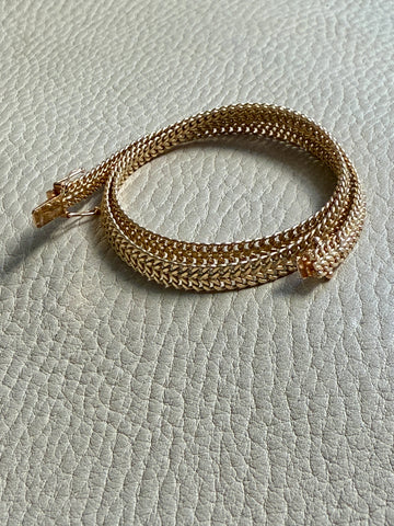 Vintage Swedish 18k Gold Herringbone Link Collar Necklace - 17.5 inch length