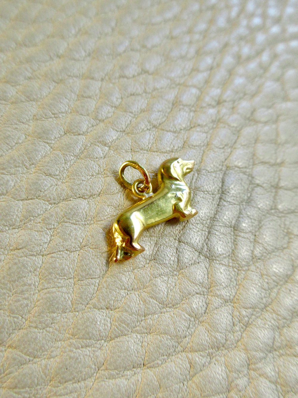 Vintage Swedish 18k Gold Dachshund Dog Charm - 0.4 inch drop
