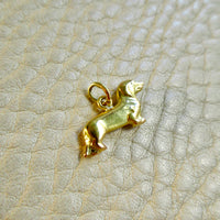 Vintage Swedish 18k Gold Dachshund Dog Charm - 0.4 inch drop