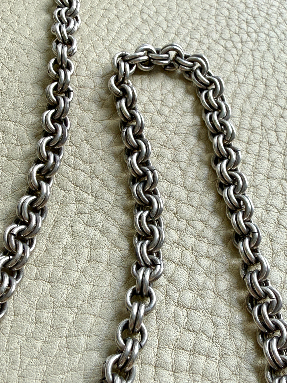 Loooong Vintage Double Rolo Link Necklace in Silver – 41 Inch Length