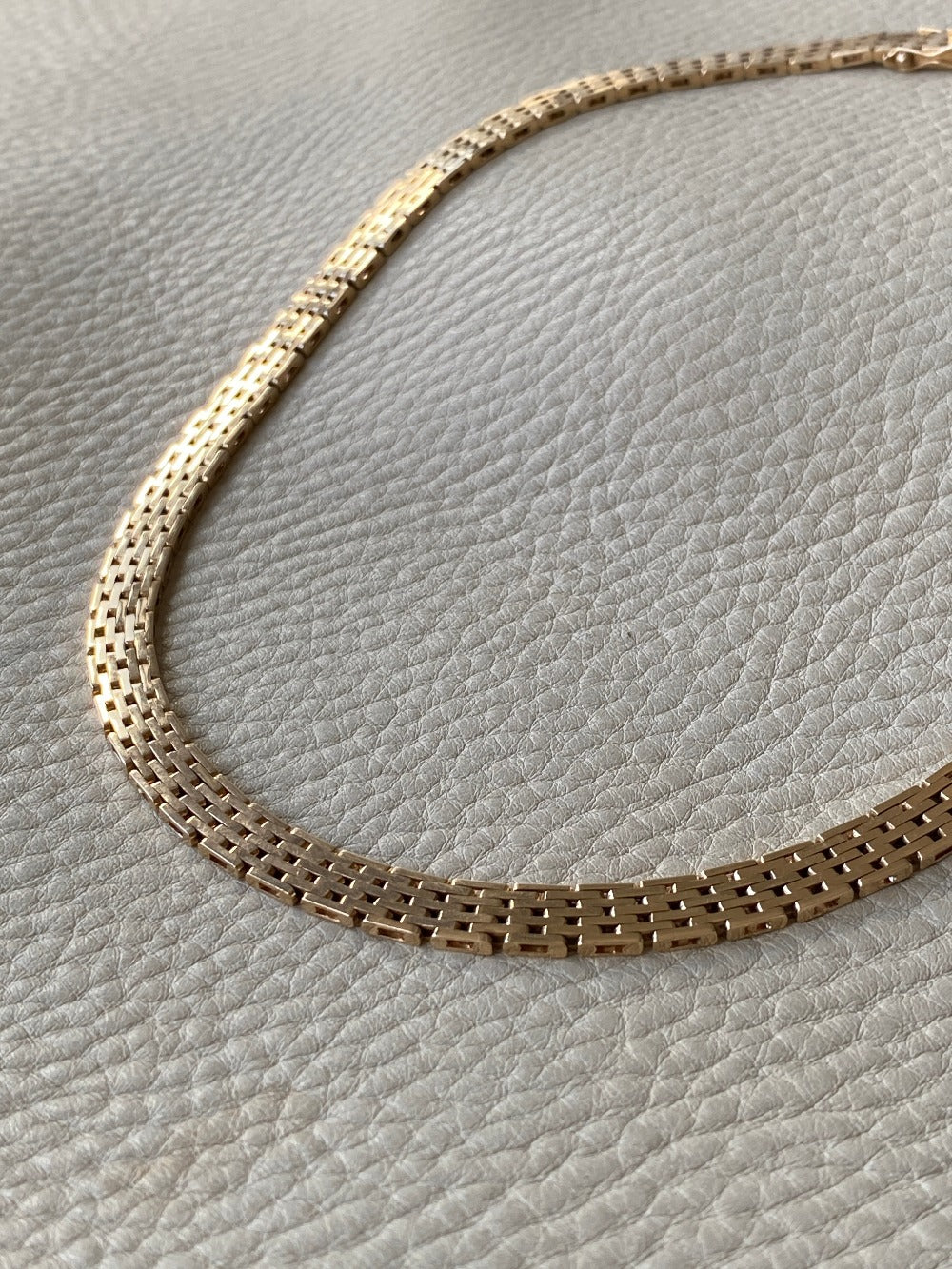 Luxurious and HEAVY solid gold brick link necklace - Danish 1960s  vintage - 17 inch length