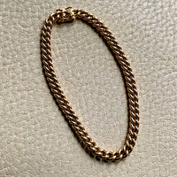 Italian vintage - Heavy round curb link bracelet in 18k yellow gold - 7.25 inch length