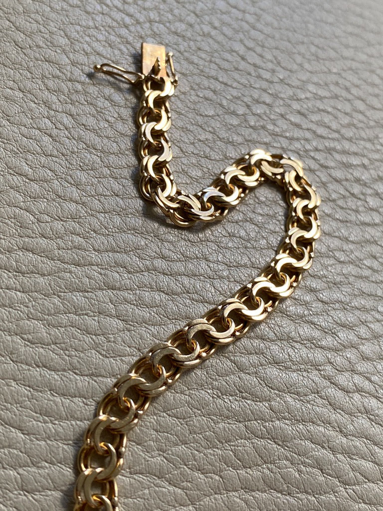 Vintage 1963 Double link solid 18k gold bracelet - 7.5 inch length