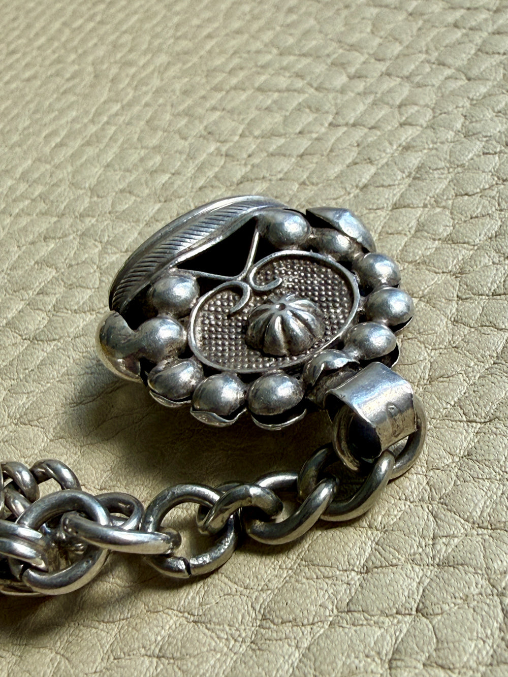 Silver Antique Dutch Figure-8 Pocket Watch Chain with Fob and Large Bolt Clasp - Mid 1800s era