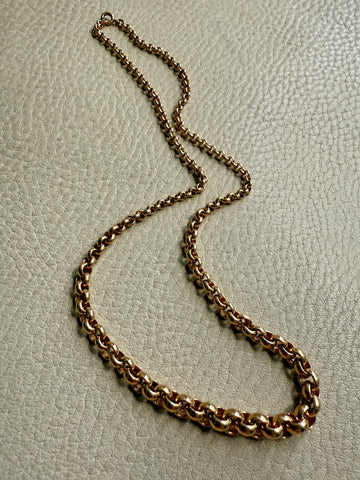 REDUCED! Vintage Swedish Graduated Rolo Link Necklace in 18k gold - 18 inch length