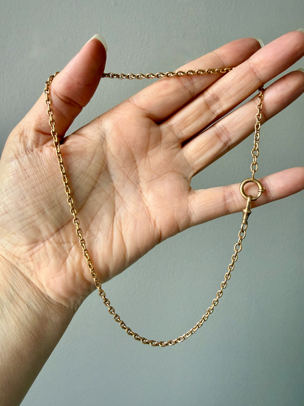 Antique Swedish 18k Gold Oval Link Watch Chain Necklace – 17.25 Inch Length