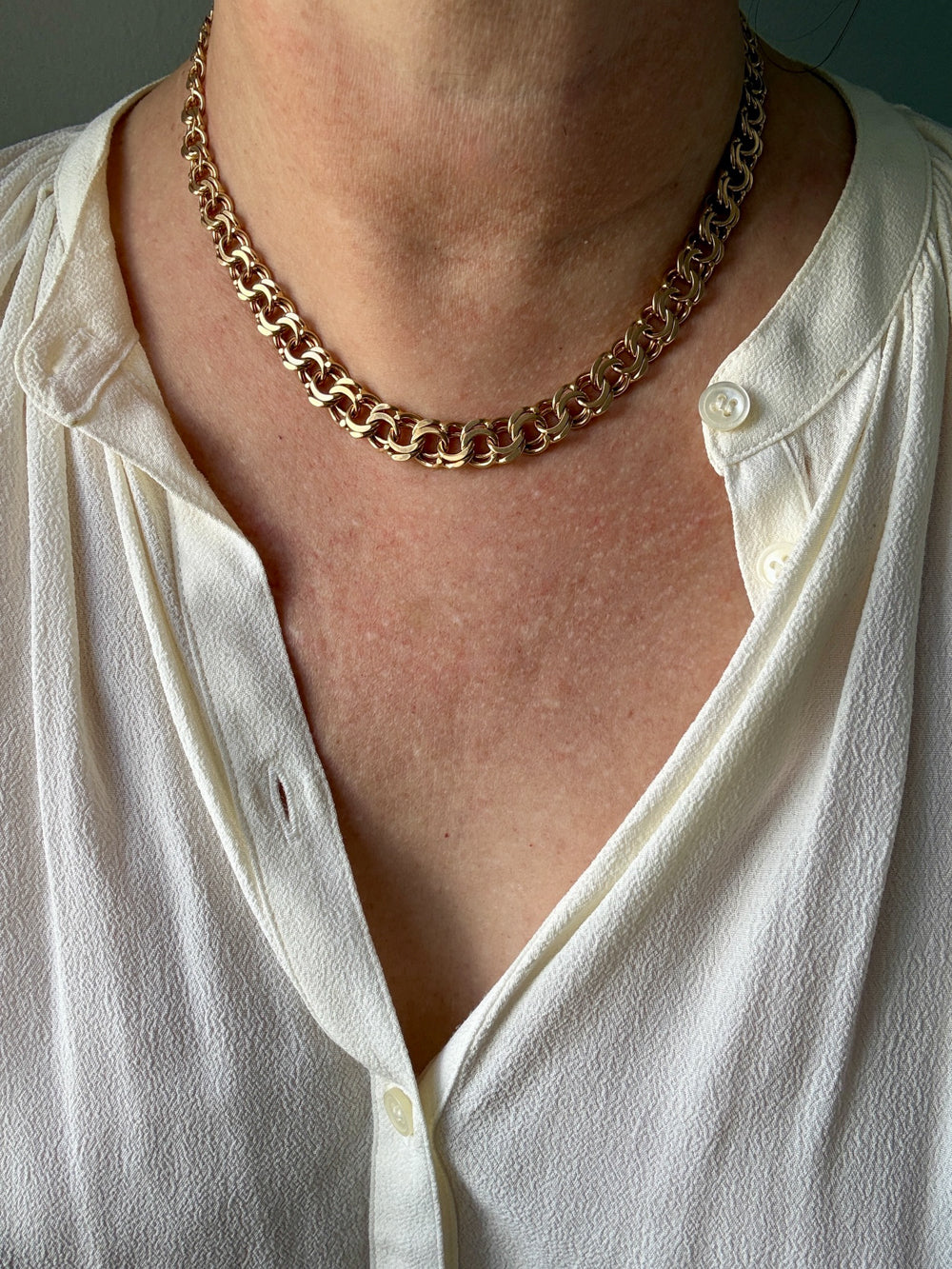1969 Swedish 18k Gold necklace - 50g Graduated double link chain - 16.6 inch length