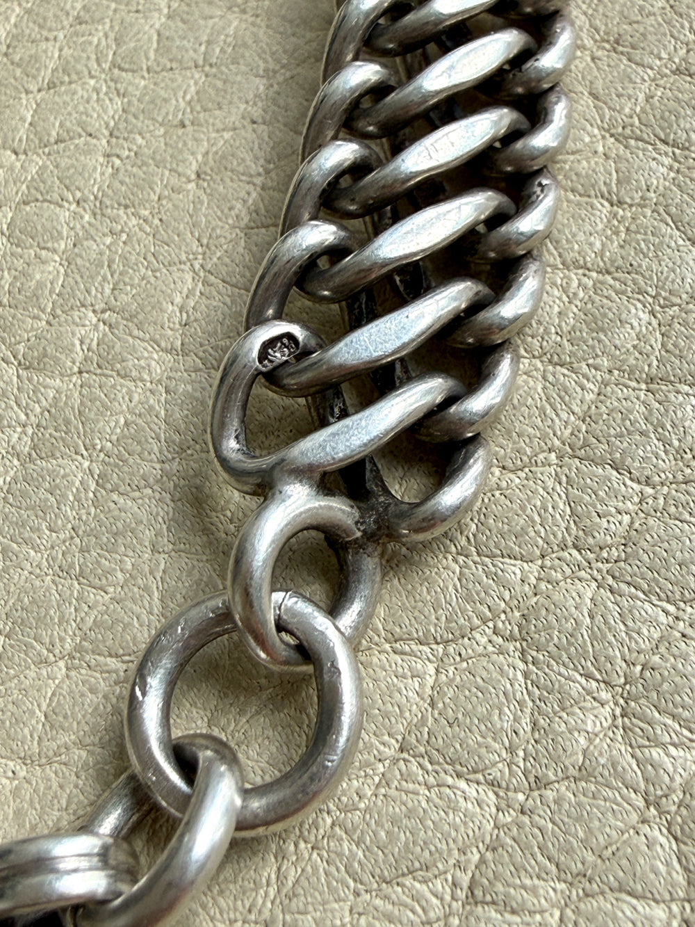 Silver 19th Century Dutch Figure-8 Pocket Watch Chain with Large Bolt Clasp - 12.7 inch length