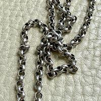 Vintage Silver Rolo Link Necklace- 23.6 inch length