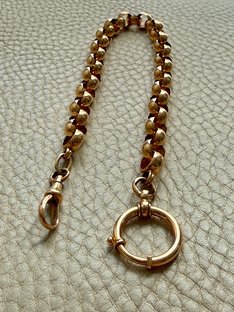 1903 Swedish Antique 18k Gold Chubby Rolo Chain Necklace with Bolt Clasp – 11.25 inches