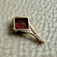 18k Yellow Gold Pendant with Älvdalen Porphyry Cabochon - 1.1 inch length