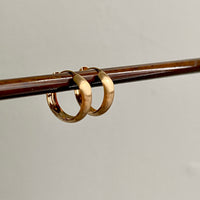 Classic matte finish 18k solid gold hoop earrings - 0.6 inch diameter