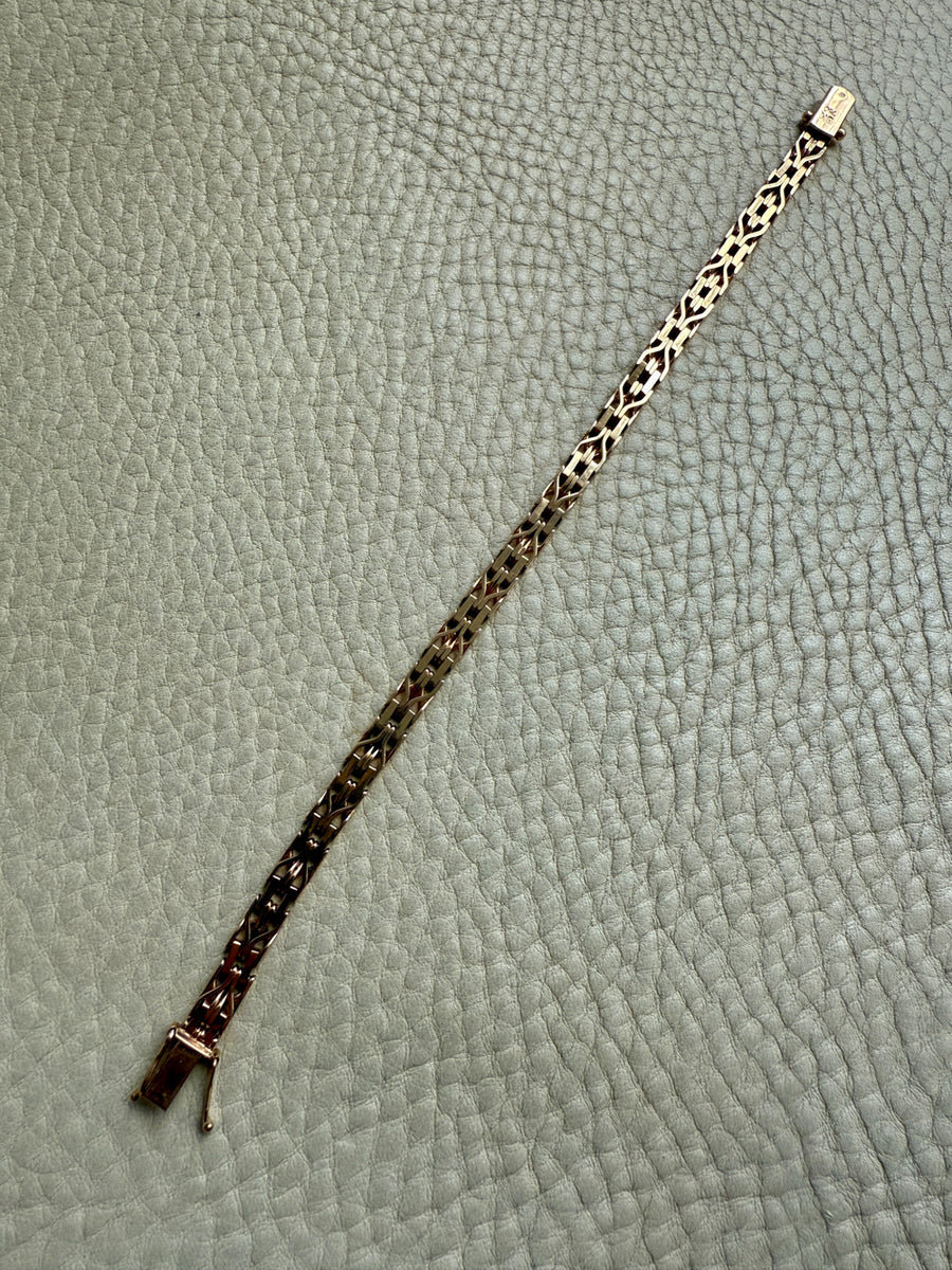 Slinky 18k Gold Vintage Bernhard Hertz Wishbone Link Bracelet - 7.5 inch length
