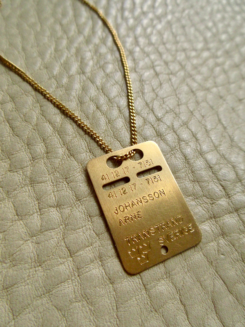 1979 Swedish Vintage Gold ID Tag Pendant 18k Gold - 0.9 inch
