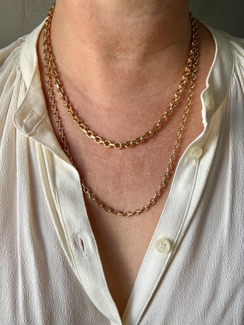 Chunky Vintage Danish 14k Gold Biker Chain Necklace – 23 Inch Length