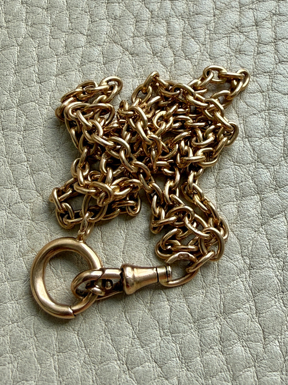 Antique Swedish 18k Gold Oval Link Watch Chain Necklace – 17.25 Inch Length