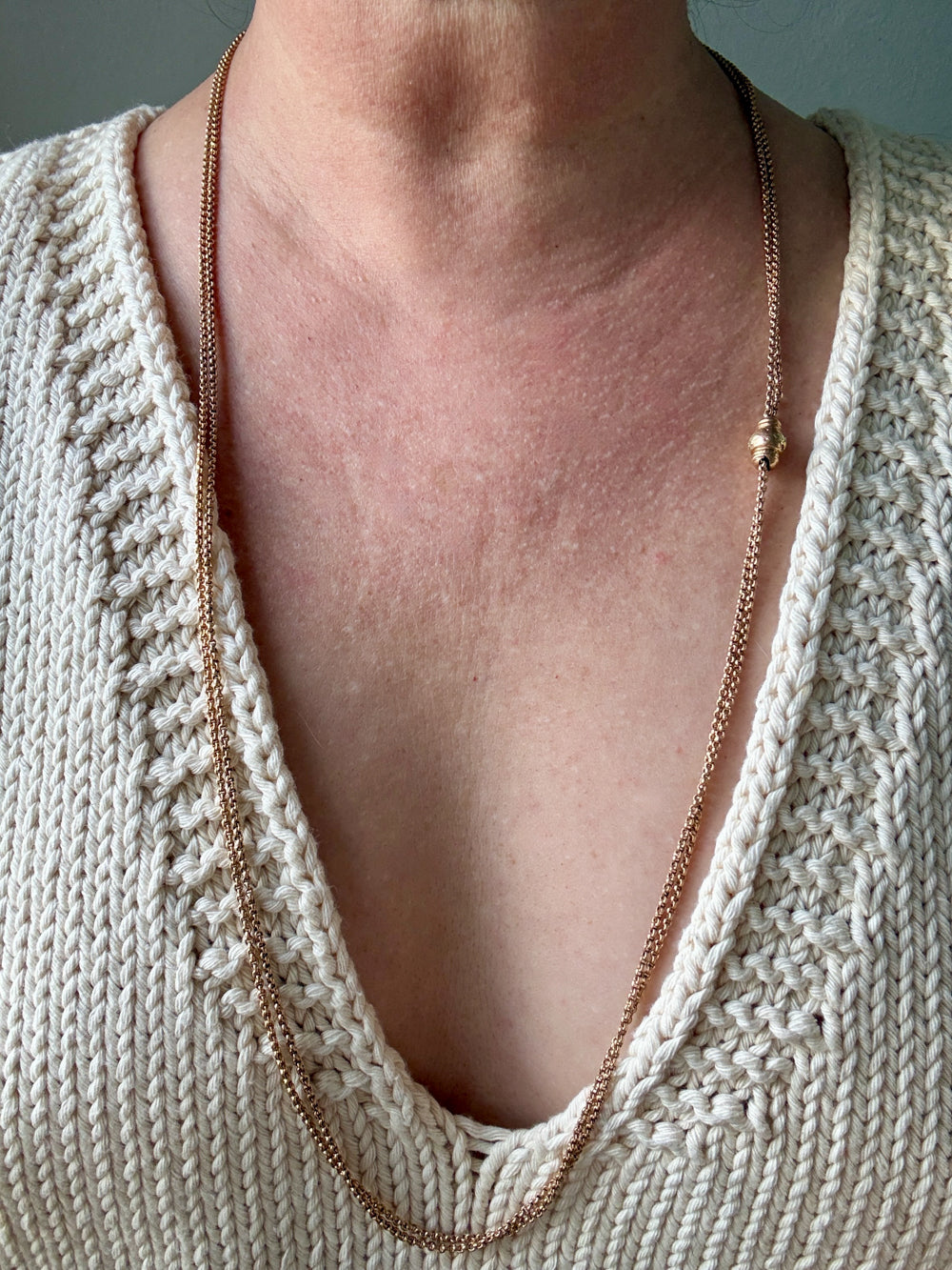 18k gold victorian era rolo link longuard necklace with slider penelopepenelope.com