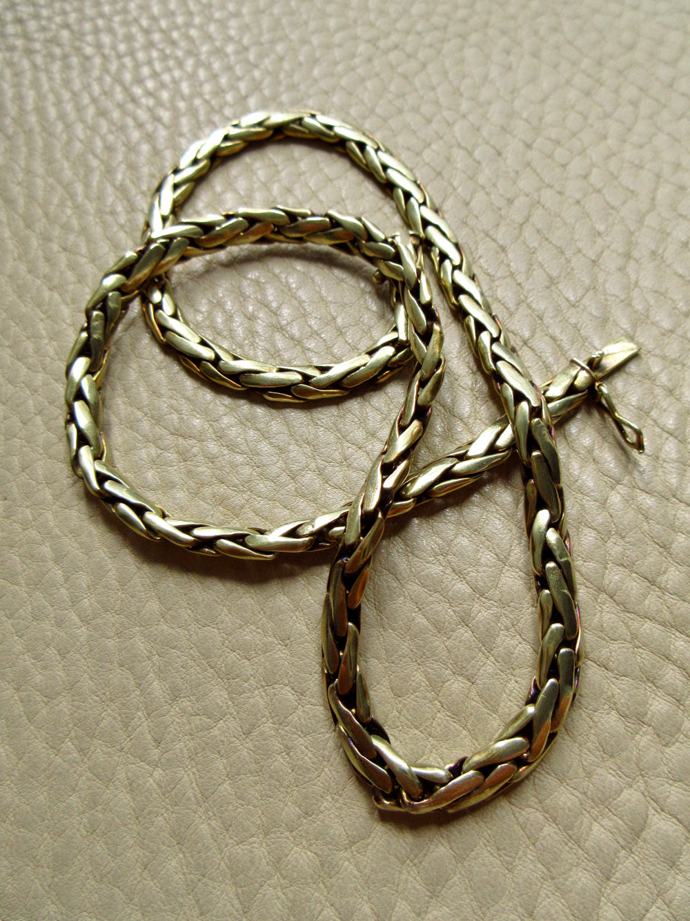 Vintage 14k Gold Smooth Braided Half Round Necklace - 18.5 inch