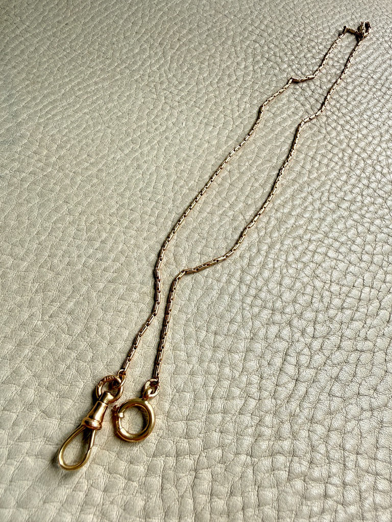 Skinny Antique Double Fetter Watch Chain Necklace 18k Gold – 17.5 Inch Length