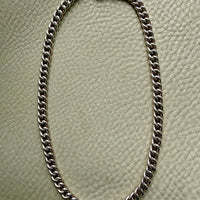 Midcentury Vintage Silver Chubby Curb Necklace - hollow links - 16.4 inch length